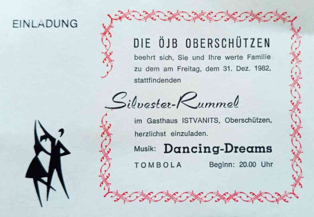 Einladung zum Silvester-Rummel der ÖJB (Österreichische Jungbauernschaft) im Gasthaus Istvanits