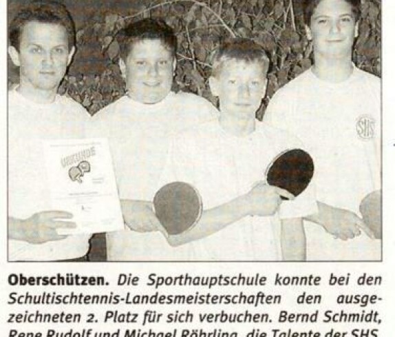 SPORTHAUPTSCHULE - 2. Platz bei den Schultischtennis-Landesmeisterschaften