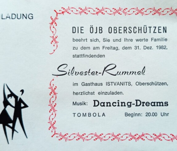 Einladung zum Silvester-Rummel der ÖJB (Österreichische Jungbauernschaft) im Gasthaus Istvanits