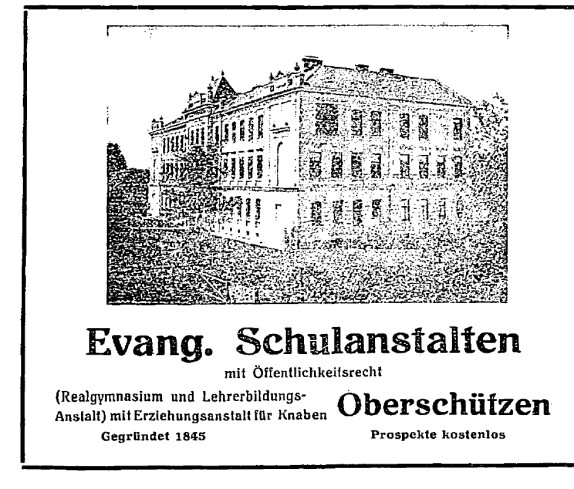 Evang. Schulanstalten: Inserat im Bgld. Adressenverzeichnis 1937